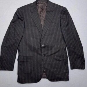 Ermenegildo Zegna Sport Coat Blazer Size 42R US Brown Pinstripe Wool Switzerland